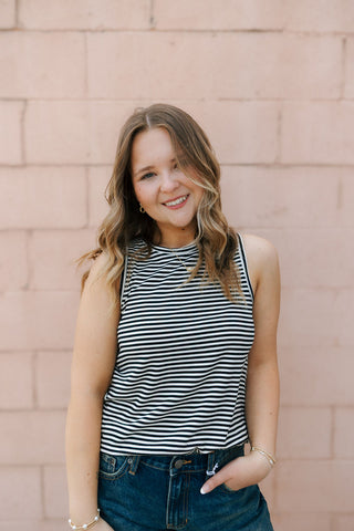 Sinclair Tank, Black Ivory Stripe