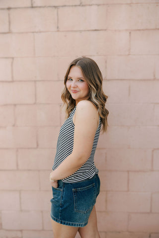 Sinclair Tank, Black Ivory Stripe
