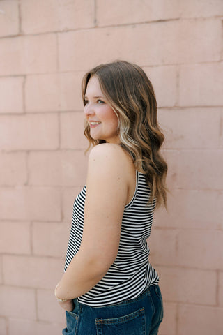 Sinclair Tank, Black Ivory Stripe