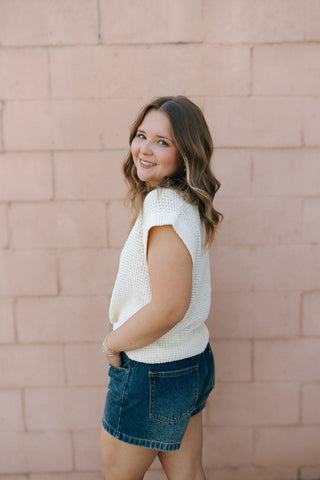 Laurien Sweater Top, Cream