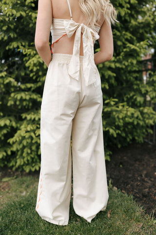 Embroidered Scarf Top Set