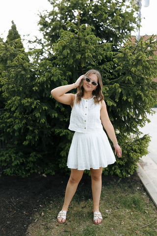 Eyelet Lace Top Skirt Set