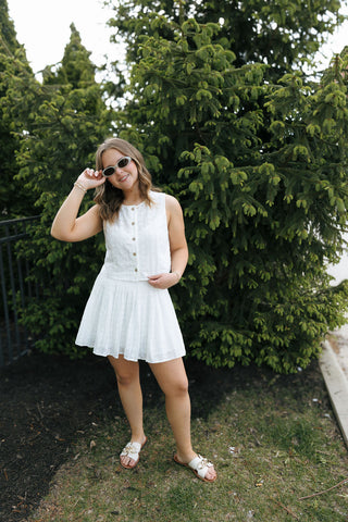 Eyelet Lace Top Skirt Set