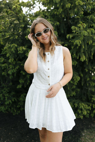 Eyelet Lace Top Skirt Set