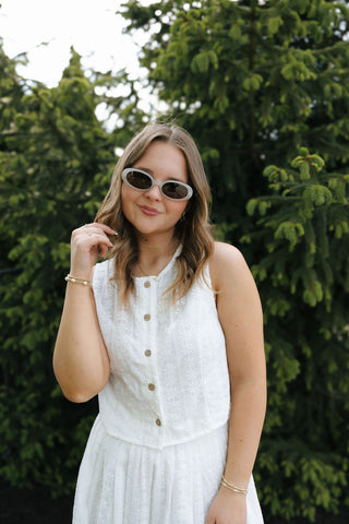 Eyelet Lace Top Skirt Set