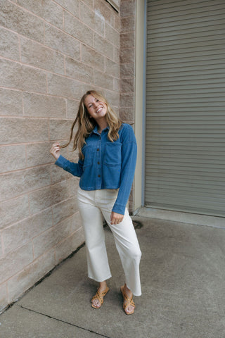 All Day Cropped Knit Denim Jacket, Vtg Indigo by Z Supply *final sale