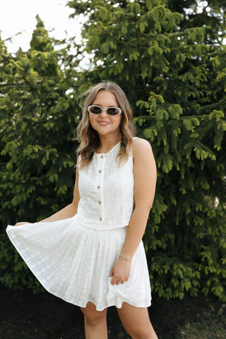 Eyelet Lace Top Skirt Set
