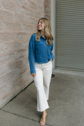 All Day Cropped Knit Denim Jacket, Vtg Indigo by Z Supply *final sale