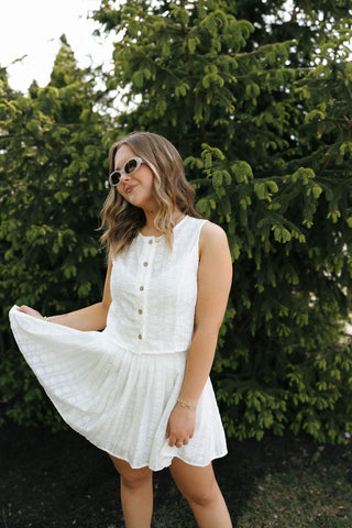 Eyelet Lace Top Skirt Set