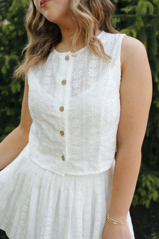 Eyelet Lace Top Skirt Set