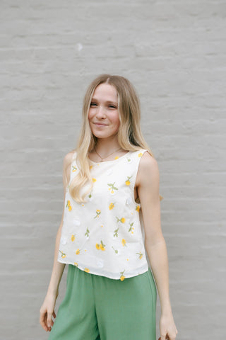 Buttercups Top, Cream Multi