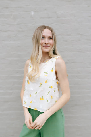 Buttercups Top, Cream Multi