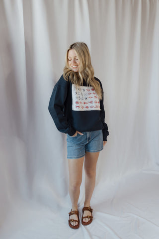 June Nautical Motif American Flag Sweatshirt - The Red Thread Boutique