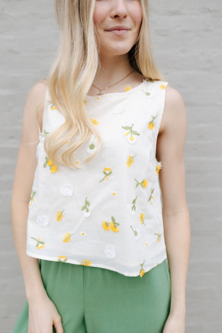 Buttercups Top, Cream Multi