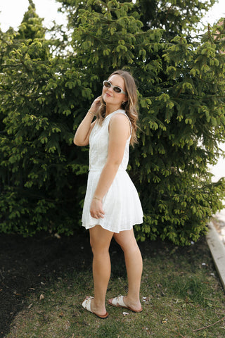 Eyelet Lace Top Skirt Set