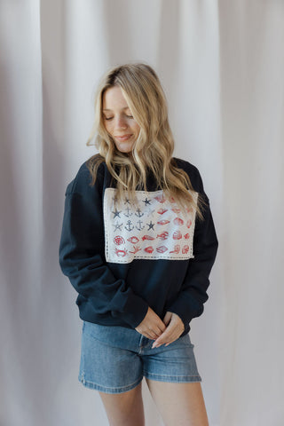 June Nautical Motif American Flag Sweatshirt - The Red Thread Boutique