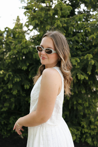 Eyelet Lace Top Skirt Set
