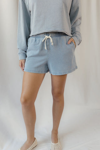 Z Supply Hunter Knit Denim Shorts, Air Indigo