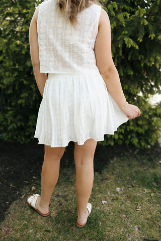 Eyelet Lace Top Skirt Set