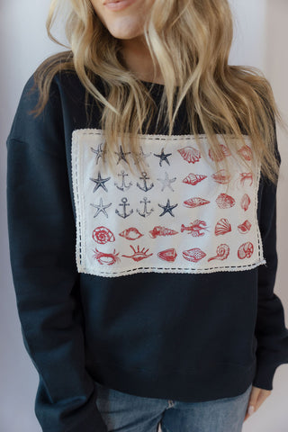 June Nautical Motif American Flag Sweatshirt - The Red Thread Boutique