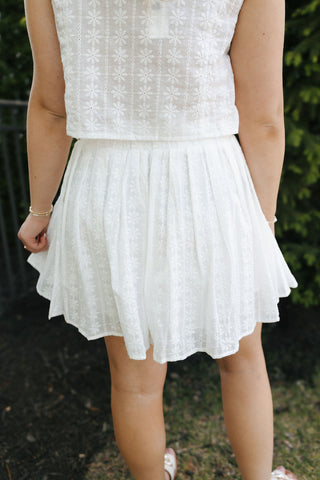 Eyelet Lace Top Skirt Set