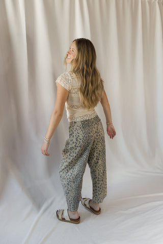 Cheetah Barrel Leg Jeans, Olive - The Red Thread Boutique