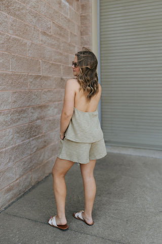 Hallie Halter Tie Top, Moss