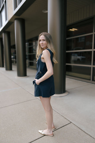 Button Down Linen Vest, Midnight