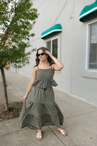 Gingham Tiered Skirt