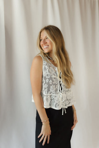 Floral Lace Vest, Off White