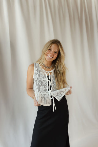 Floral Lace Vest, Off White