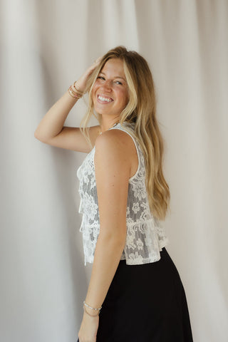 Floral Lace Vest, Off White