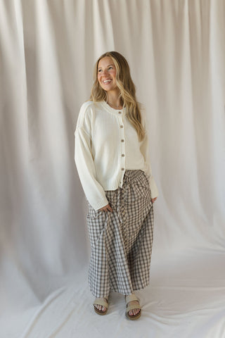 Anna Button Down Cardigan, Ivory - The Red Thread Boutique