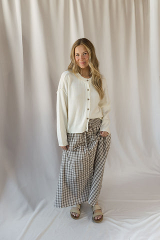 Anna Button Down Cardigan, Ivory - The Red Thread Boutique