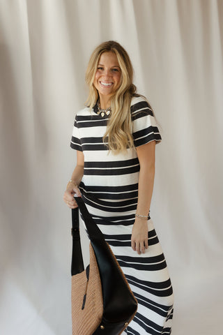 Z Supply Gail Striped Jersey Midi Skirt, Black