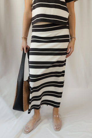 Z Supply Gail Striped Jersey Midi Skirt, Black