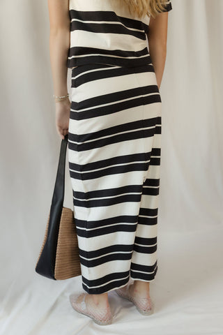 Z Supply Gail Striped Jersey Midi Skirt, Black
