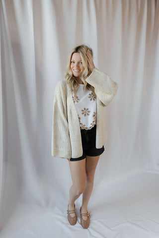French Vanilla Open Cardigan, Light Beige - The Red Thread Boutique