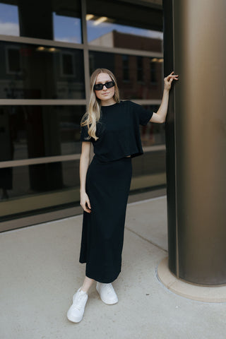 Sway Textured Cropped Tee, Black by Z Supply
