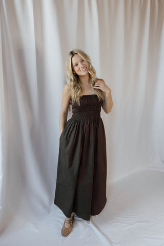 Z Supply Cornelia Poplin Midi Dress, Chocolate Cherry - The Red Thread Boutique