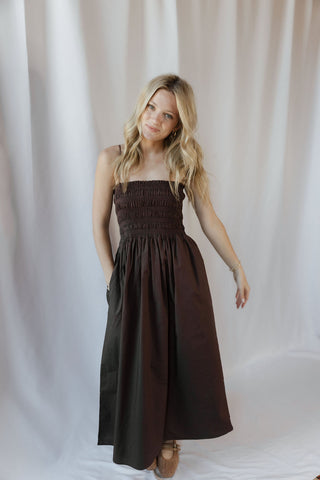 Z Supply Cornelia Poplin Midi Dress, Chocolate Cherry - The Red Thread Boutique