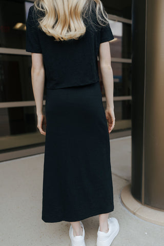 Delavine Textured Midi Skirt, Black by Z Supply