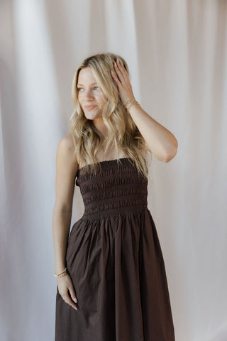 Z Supply Cornelia Poplin Midi Dress, Chocolate Cherry - The Red Thread Boutique