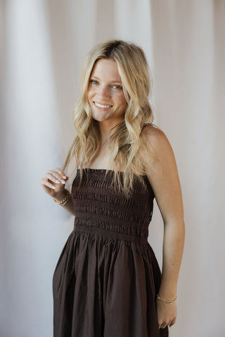 Z Supply Cornelia Poplin Midi Dress, Chocolate Cherry - The Red Thread Boutique