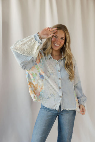 Gina Patchwork Denim Jacket - The Red Thread Boutique