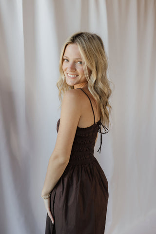 Z Supply Cornelia Poplin Midi Dress, Chocolate Cherry - The Red Thread Boutique