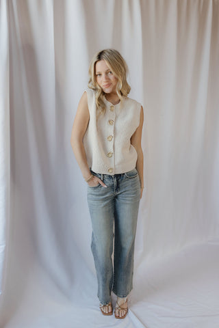 Oyster Cafe Seashell Button Sweater Top, Cream - The Red Thread Boutique
