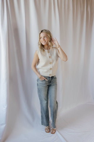 Oyster Cafe Seashell Button Sweater Top, Cream - The Red Thread Boutique