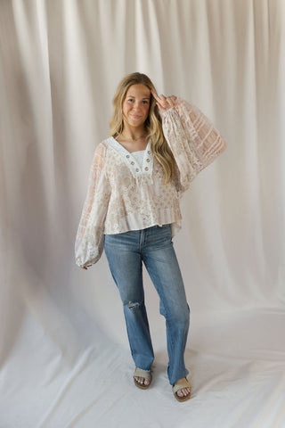 Parker Lace Top, Soft Pink - The Red Thread Boutique
