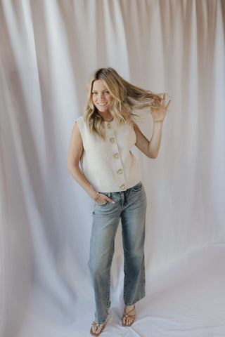 Oyster Cafe Seashell Button Sweater Top, Cream - The Red Thread Boutique